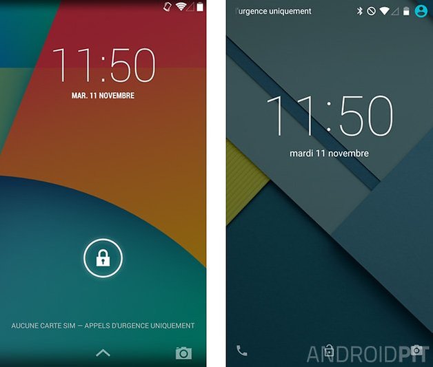 comparatif android 5 0 lollipop kitkat 4 4 lockscreen
