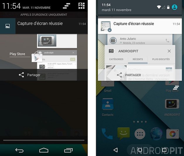 comparatif android 5 0 lollipop kitkat 4 4 notifications