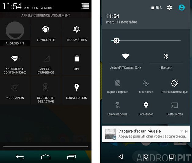 comparatif android 5 0 lollipop kitkat 4 4 parametres rapides