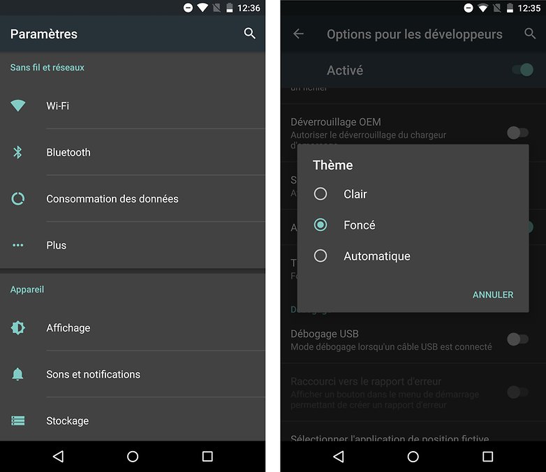 comparatif android m vs android lollipop theme sombre