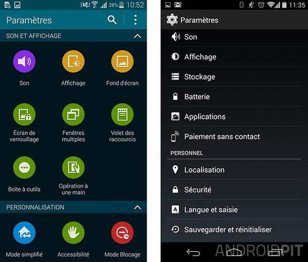 comparatif touchwiz android pur 8