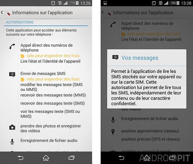 facebook messenger autorisations android