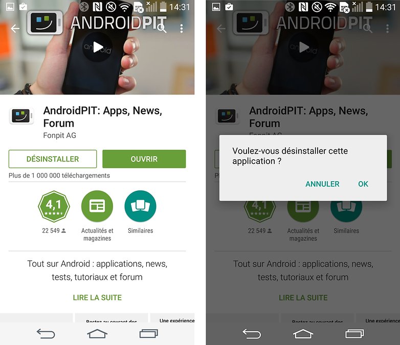 installer applications android desinstaller