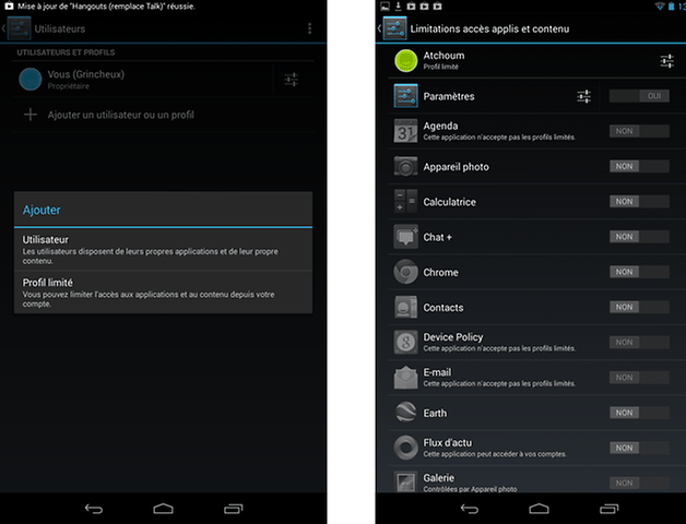 nexus 7 android 4 3 update limited user