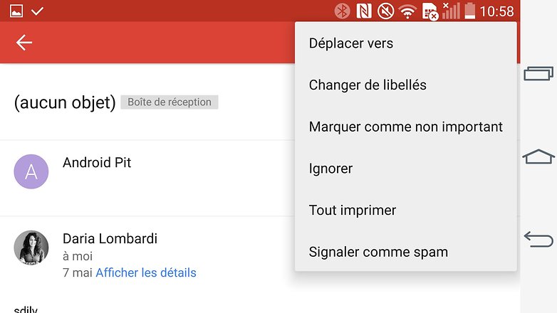 trucs et astuces gmail android menu