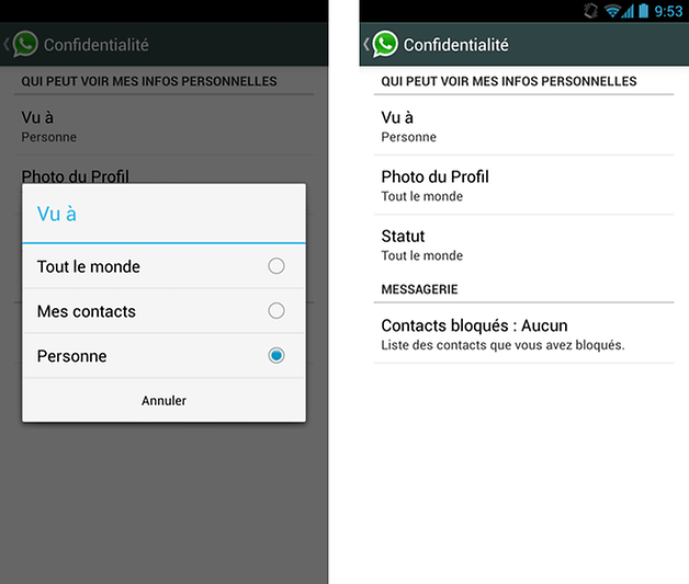 whatsapp mise a jour vu le