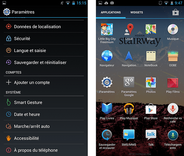 wiko stairway couleurs menus