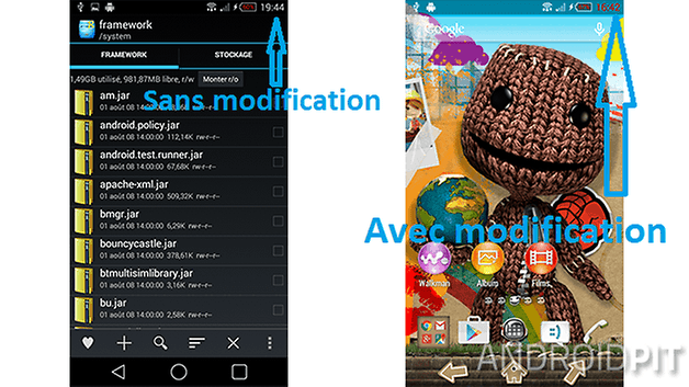 Mofication couleur heure status bar