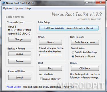 Nexus racine toolkit installation