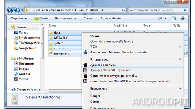 vrtheme selection ajouter