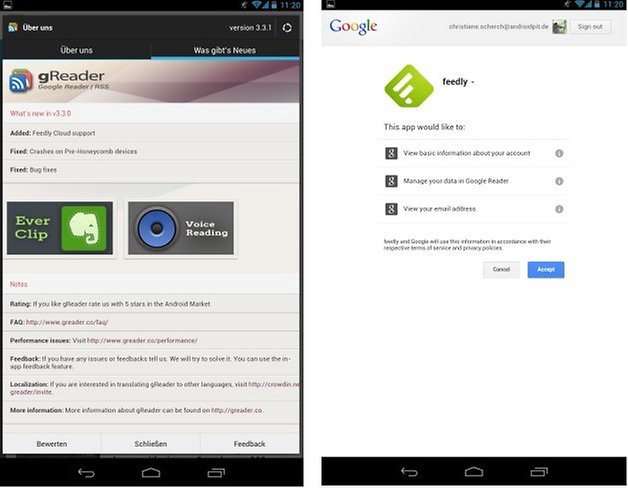 greader feedly screenshots