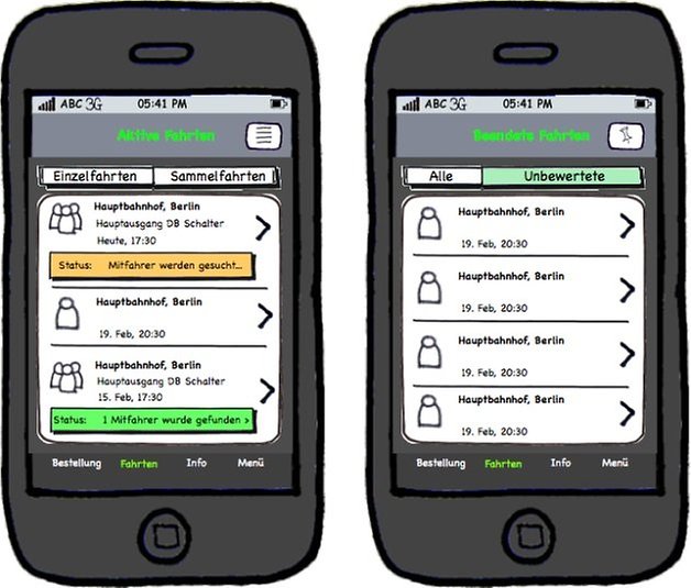 wireframe sammeltaxi
