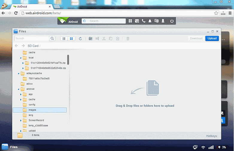 airdroid drag drop