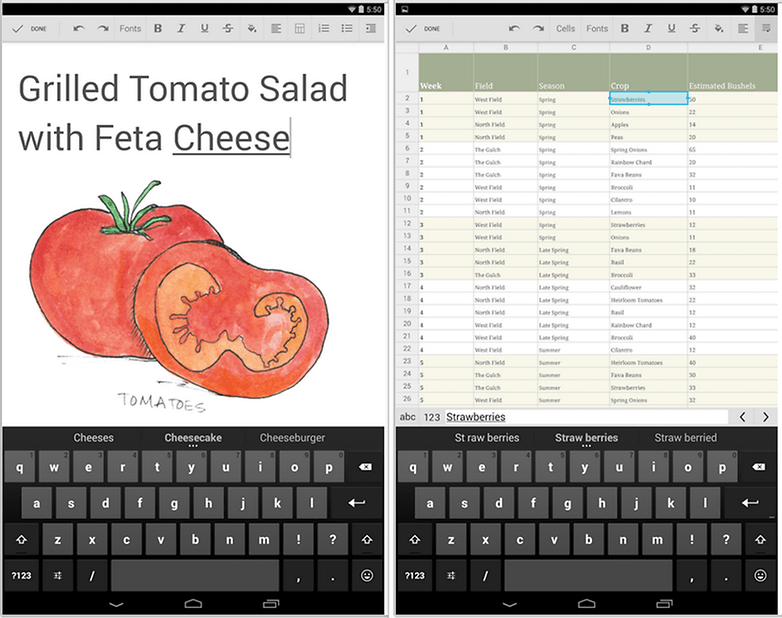 google docs sheets