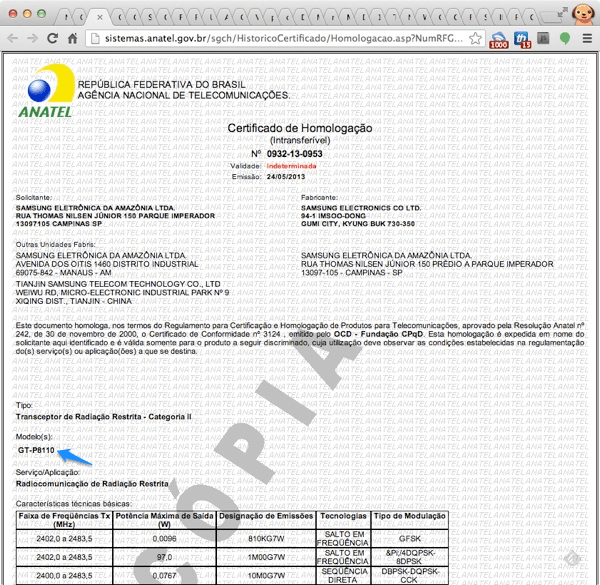 nexus 10 homologado