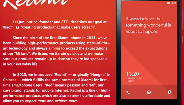 Xiaomi começa expansão para fora da China com Redmi