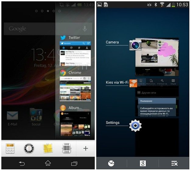 xperia touchwiz recently opened apps