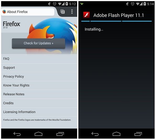 update flash player for android