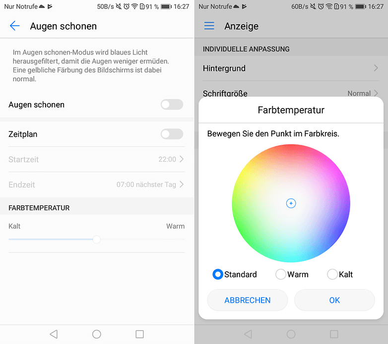 AndroidPIT Honor 6 C Display Settings