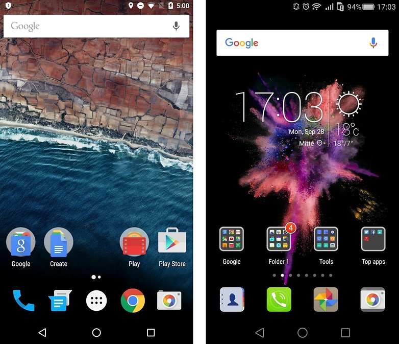 android marshmallow vs EMUI screens EN