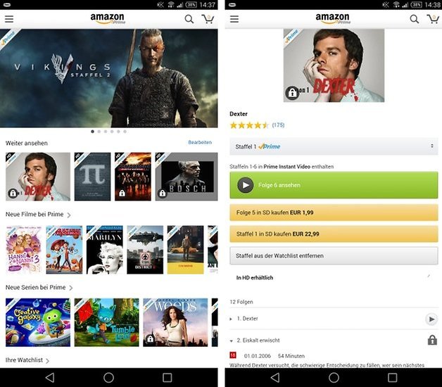 amazon prime instant video screens