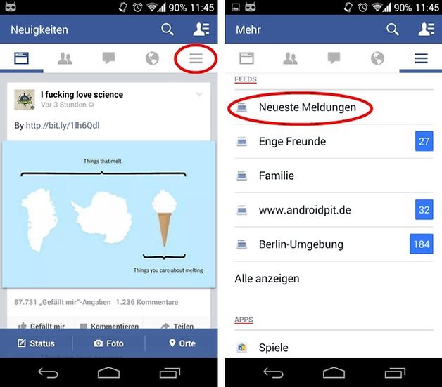 facebook recent feeds