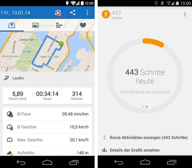 google fit runtastic screens