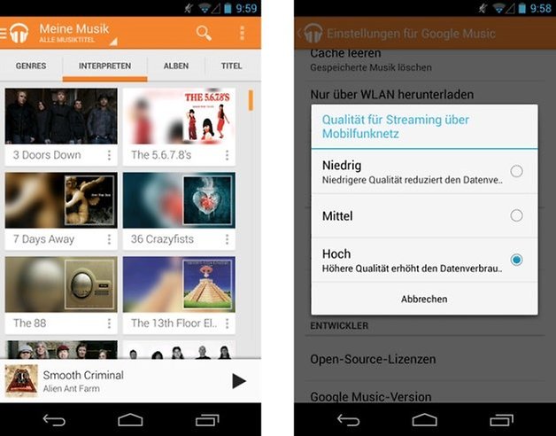 google play music datenvolumen klein