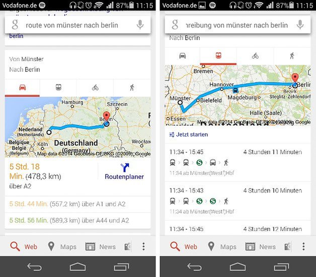 google maps websuche route transportmittel screenshots