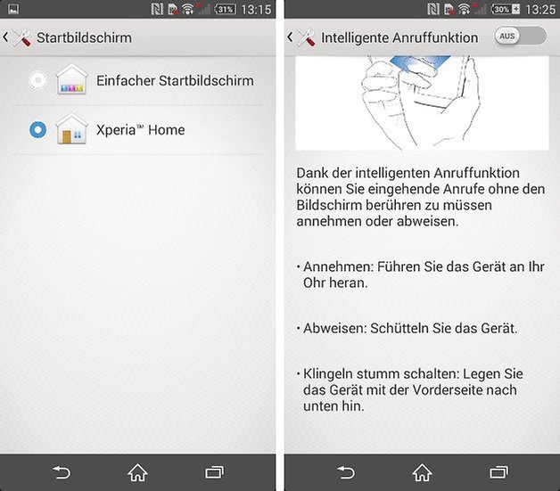 screenshot z2 gesten einfacher bildschirm