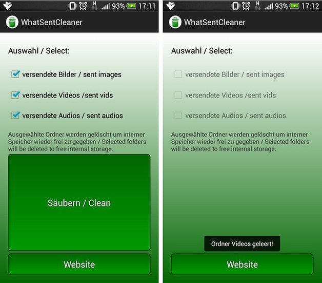 whatsentcleaner screenshots