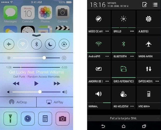 ios s5 htc one controles
