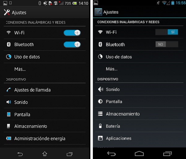 xperia nexus ajustes