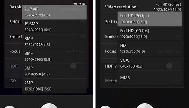 Vaza interface da câmera do Xperia Z2