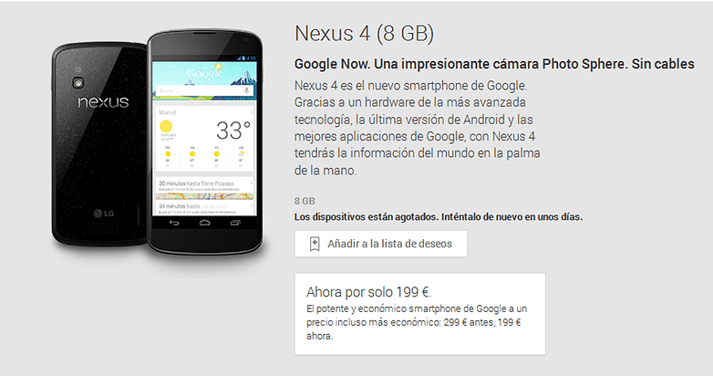 nexus4 agotado