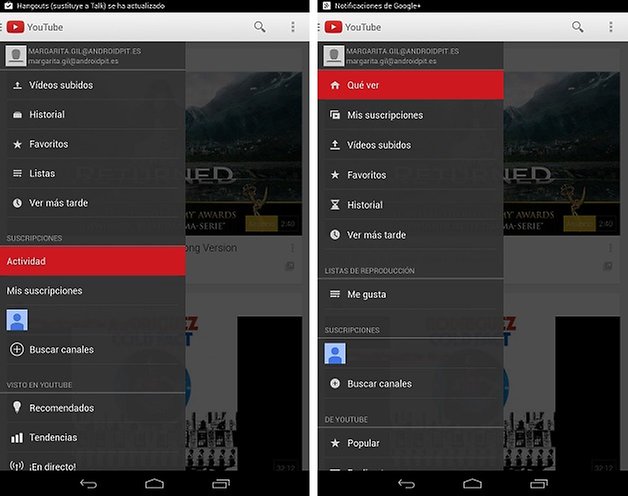 youtube cambios