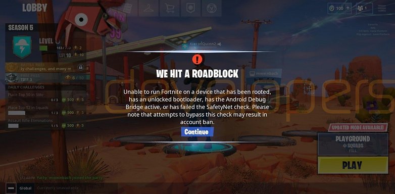 Fortnite Mobile on Android rootet smartphone xdadevelopers 01