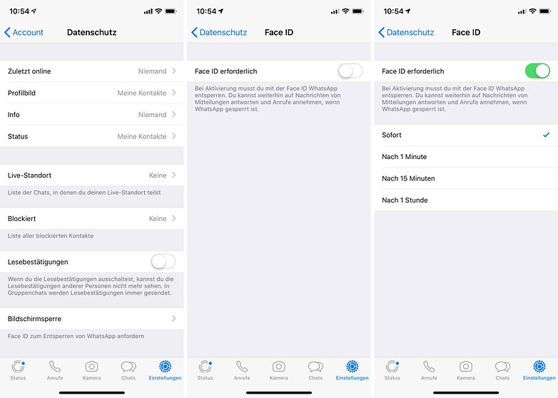 whatsapp security iphone face id DE 01