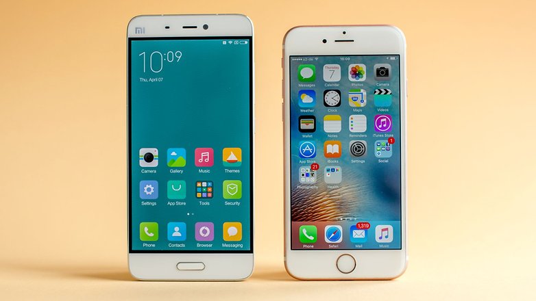 androidpit xiaomi mi5 vs apple iphone 6s screen