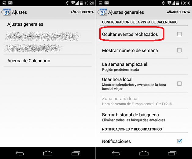 Google CalendarRechazados