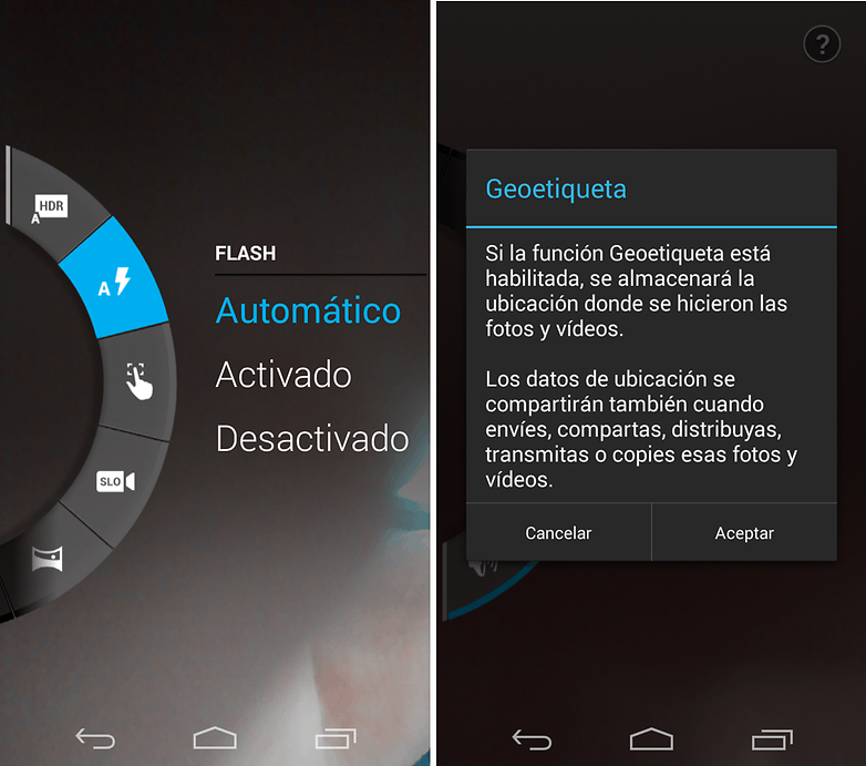 MotoG Menu Camara