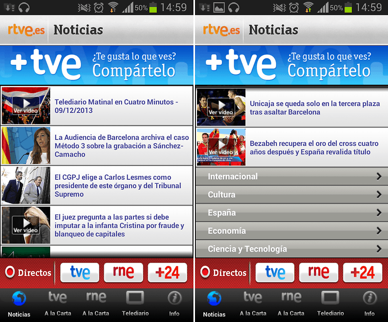 RTVE Menu