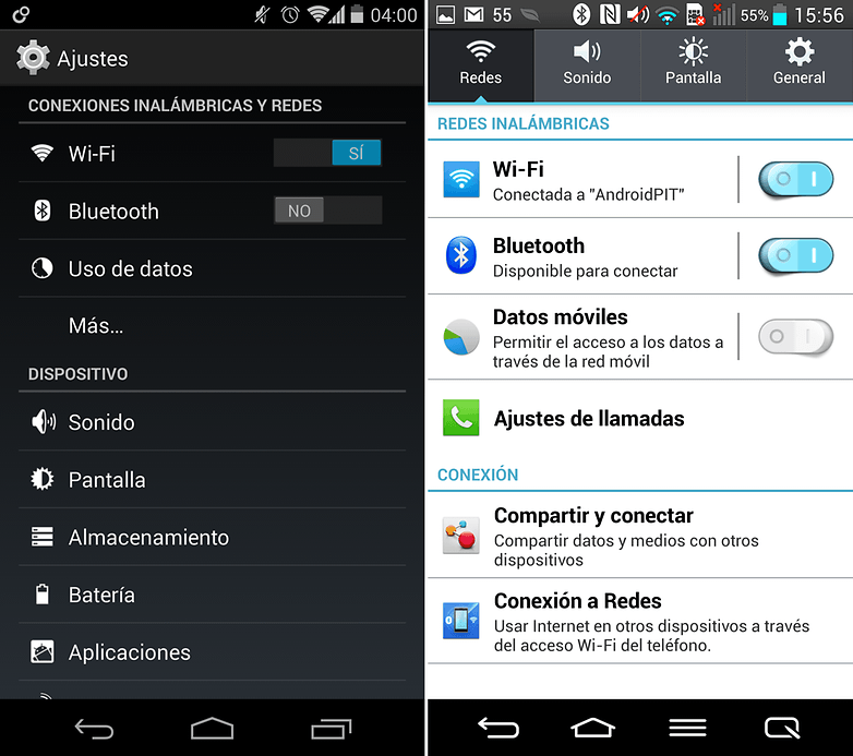 Ajustes Nexus5 LG G2