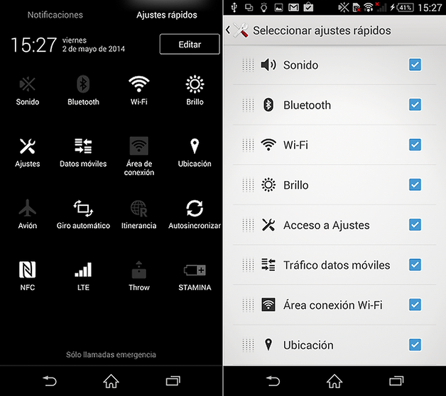 XperiaZ1 AjustesRapidos