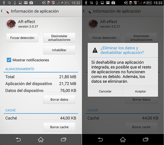 XperiaZ1 InhabilitarApps
