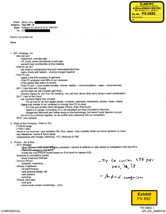 E-Mail von Steve Jobs aus 2011