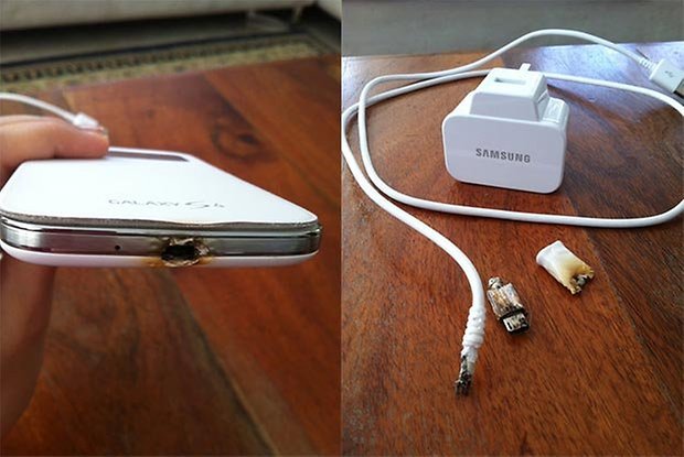 samsung galaxy s4 charger burn
