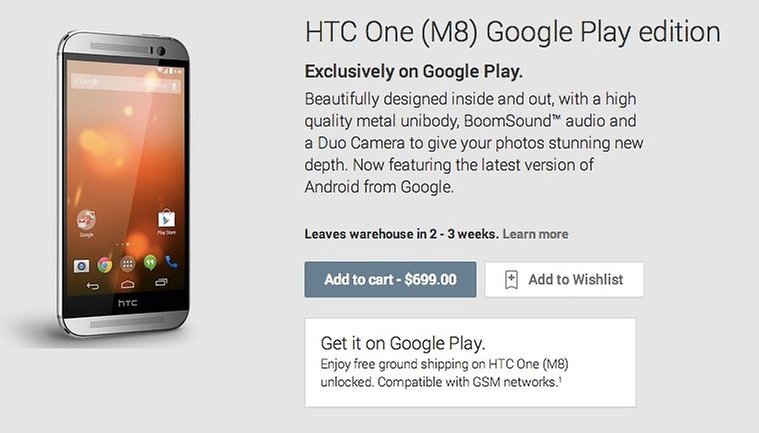 HTC One M8 Google Play Edition já pode ser adquirido na Play Store