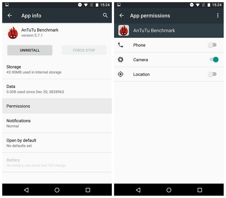 Android Android M Pré-visualização de permissões AnTuTu