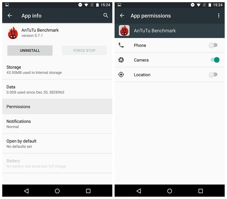 Android M preview AnTuTu permissions